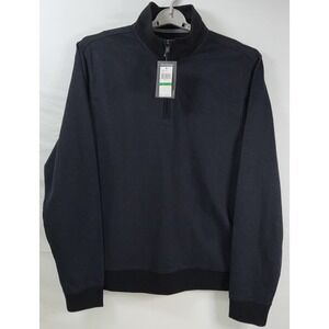 NWT Men's Van‎ Heusen Big & Tall Mock Neck Quarter Zip Twill Sweater Blue L Tall